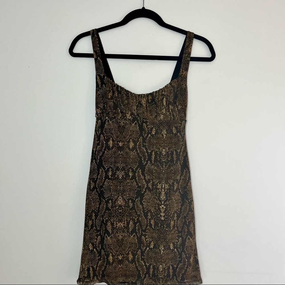 Urban Outfitters Snake Print Mesh Slip Dress
